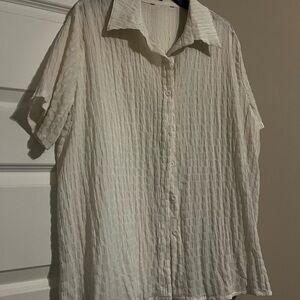 Oversized White Textured Shirt